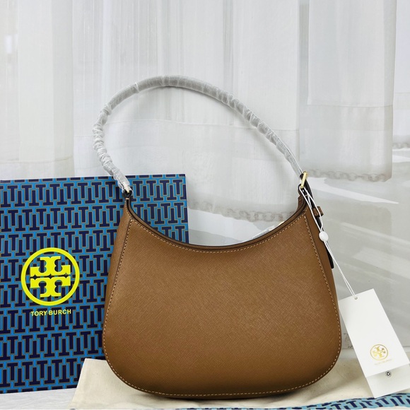 NWT Tory Burch Emerson Saffiano Leather Shoulder Bag in Moose 150258 main image 8